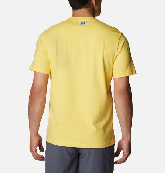 Columbia PFG T-Shirt Yellow Grey For Men's NZ75893 New Zealand